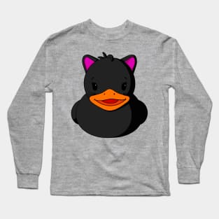 Black Kitty Cat Rubber Duck Long Sleeve T-Shirt